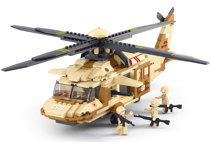 Sluban B0509 Army Military Black Hawk Attack Helicopter DIY Building Blocks Toy 